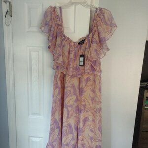 NWT Arna York (City Chic) Size 18 St. Tropez Tropical Cold Shoulder Maxi Dress
